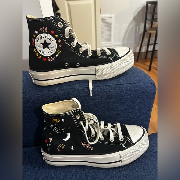 Converse Black it’s okay to wander High-Top platform Sneakers - Picture 1 of 5